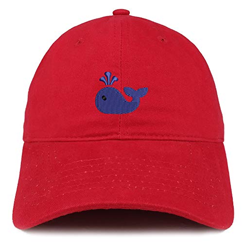 Trendy Apparel Shop Blue Whale Embroidered Soft Crown 100% Brushed Cotton Cap