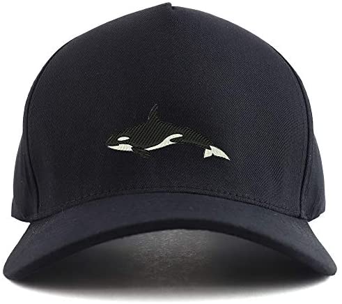 Trendy Apparel Shop Orca Killer Whale Embroidered Oversized 5 Panel XXL Baseball Cap