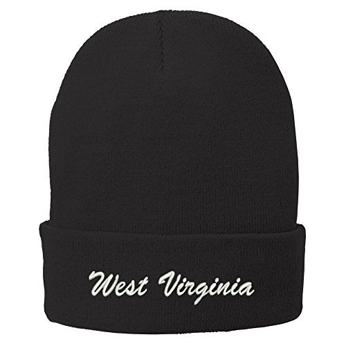 Trendy Apparel Shop West Virginia Embroidered Winter Folded Long Beanie