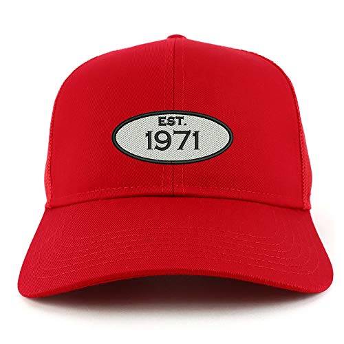 Trendy Apparel Shop Established 1971 Embroidered 50th Birthday High Profile High Profile Trucker Mesh Cap