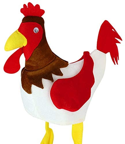 Trendy Apparel Shop Funny Chicken Rooster Plush Animal Novelty Costume Hat - White