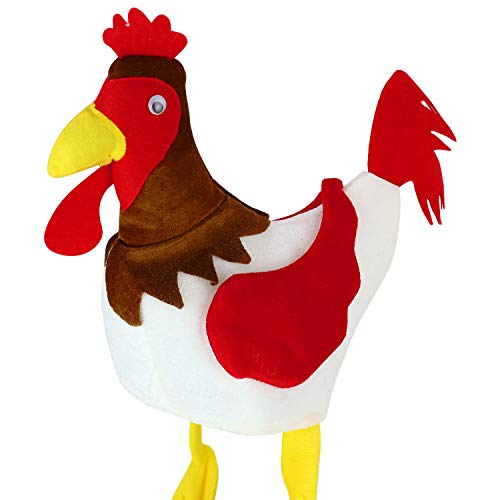 Trendy Apparel Shop Funny Chicken Rooster Plush Animal Novelty Costume Hat - White