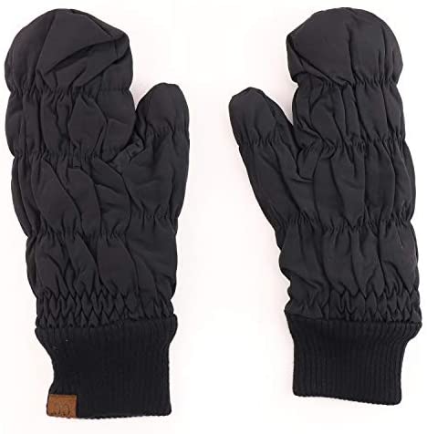 Trendy Apparel Shop Quilted Puffer Mitten Glove with Fleece Lining