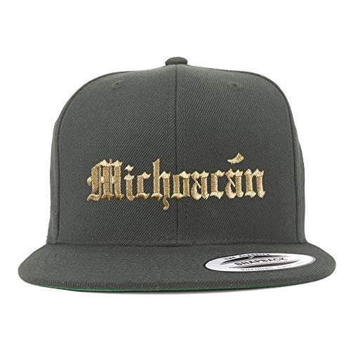 Trendy Apparel Shop Old English Michoacan Gold Embroidered Flatbill Snapback Baseball Cap