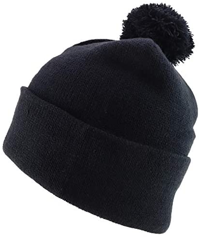 Trendy Apparel Shop Solid Color Knit Pom Pom Cuff Long Beanie Hat