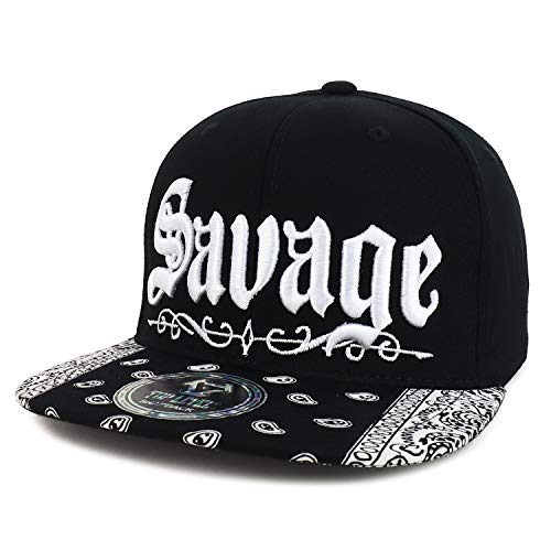 Trendy Apparel Shop Savage 3D Embroidered Paisley Flatbill Snapback Baseball Cap