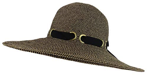 Trendy Apparel Shop UPF 50+ Paper Braid Flat Brim Ribbon Gromet Tie Sun Hat