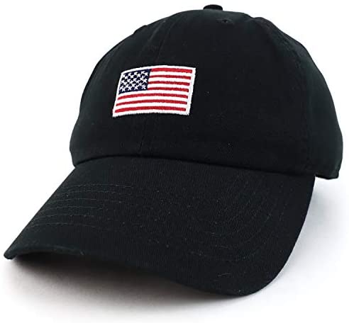Trendy Apparel Shop 100% Cotton US American Flag Embroidered Camo Baseball Cap