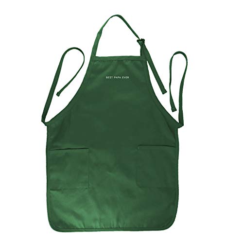 Trendy Apparel Shop Best Papa Ever One Line Embroidered Full Length Apron with Pockets