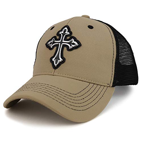 Trendy Apparel Shop High Frequency Cross Structured Trucker Mesh Cap