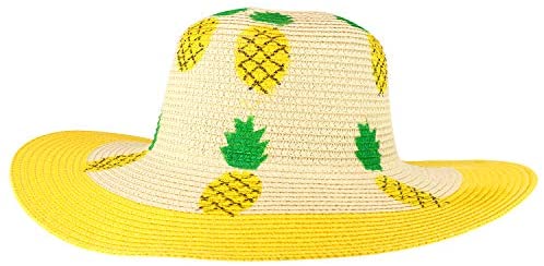 Trendy Apparel Shop Two Tone Cherry Printed Wide Brim Summer Sun Hat