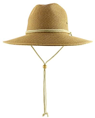 Trendy Apparel Shop Men's UPF 50+ Paper Braid Tweed Flat Brim Fedora