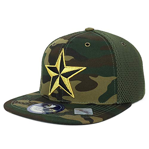 Trendy Apparel Shop Texas Lone Star Embroidered Flatbill Micro Mesh Snapback Cap