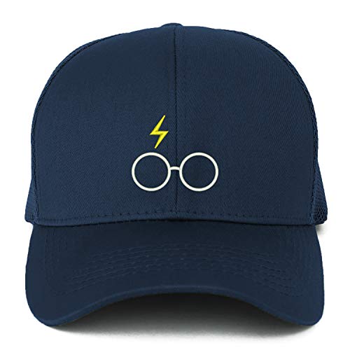 Trendy Apparel Shop XXL Harry Glasses Embroidered Structured Trucker Mesh Cap