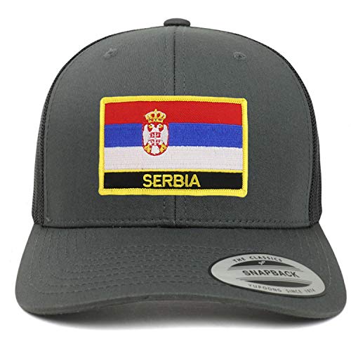 Trendy Apparel Shop Serbia Flag Patch Retro Trucker Mesh Cap