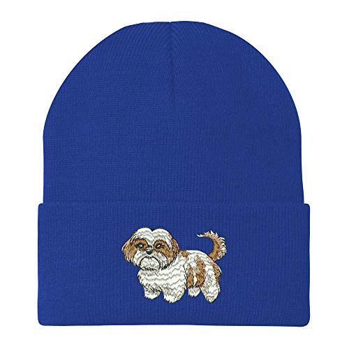 Trendy Apparel Shop Shih Tzu Embroidered Winter Long Cuff Beanie