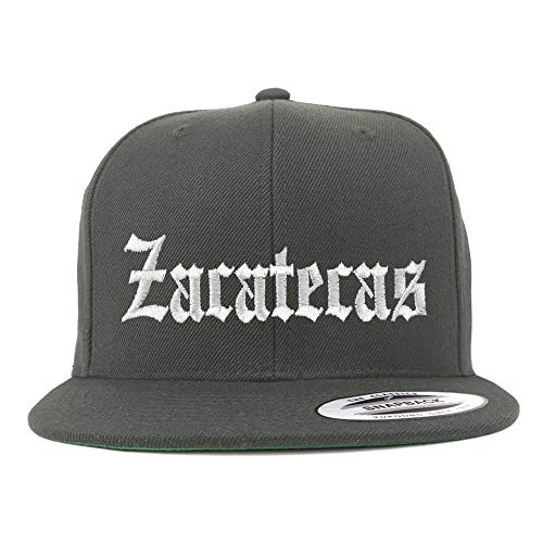 Trendy Apparel Shop Old English Zacatecas White Embroidered Flatbill Snapback Baseball Cap