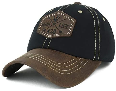 Trendy Apparel Shop High Life Marijuana 420 Faux Leather Patch Cotton Cap