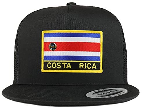 Trendy Apparel Shop Flexfit XXL Costa Rica Flag 5 Panel Flatbill Trucker Mesh Snapback Cap