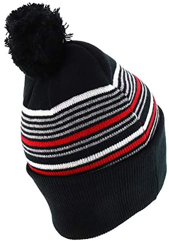 Trendy Apparel Shop Multi Color Striped Pom Pom Winter Beanie Hat