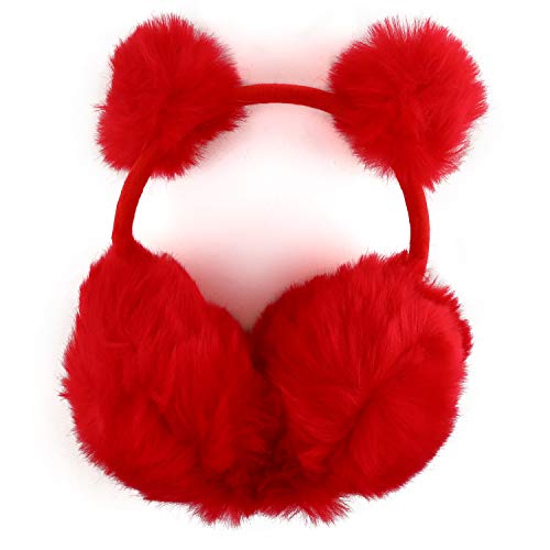 Trendy Apparel Shop Women's Pom Pom Accent Faux Fur Ear Cover Earmuffs