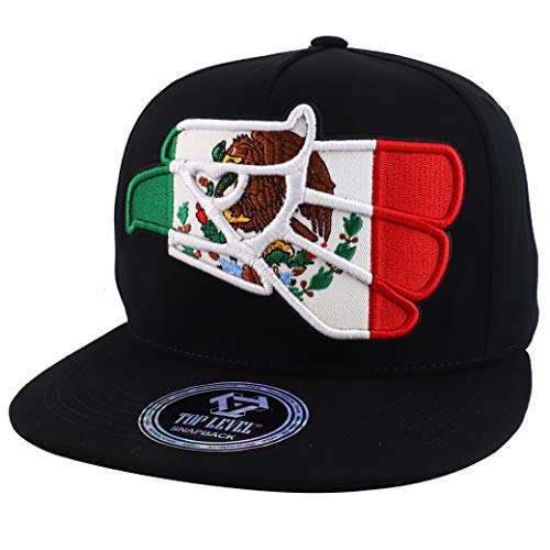 Trendy Apparel Shop Mexico Flag Eagle Embroidered 5 Panel Flatbill Snapback Baseball Cap