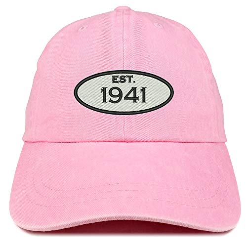 Trendy Apparel Shop 80th Birthday Established 1941 Washed Cotton Adjustable Cap