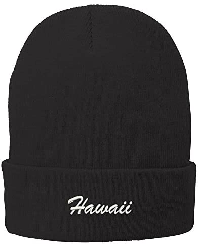 Trendy Apparel Shop Hawaii Embroidered Winter Folded Long Beanie