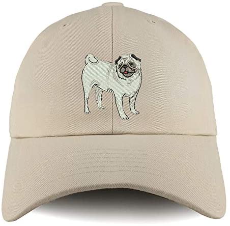 Trendy Apparel Shop Pug Dog Embroidered Low Profile Soft Cotton Dad Hat Cap
