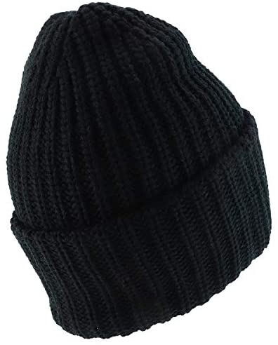 Trendy Apparel Shop Long Cuffed Plain Thick Ribbed Chunky Knit Winter Beanie Hat