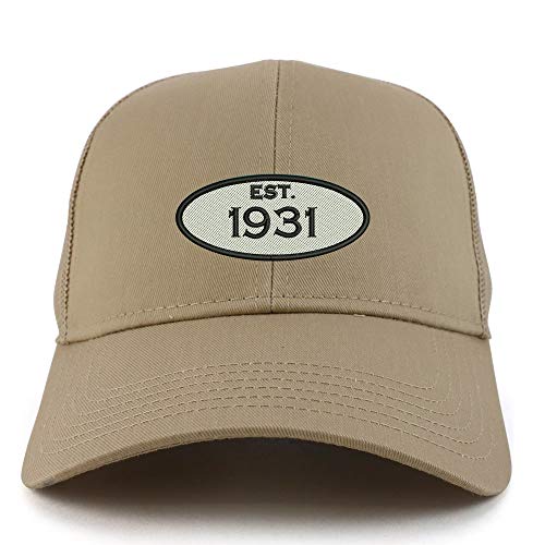 Trendy Apparel Shop Established 1931 Embroidered 90th Birthday High Profile High Profile Trucker Mesh Cap