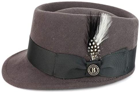 Trendy Apparel Shop Solid Color Feather Ribbon Grosgrain Band Wool Felt Bill Hat