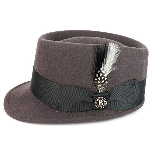 Trendy Apparel Shop Solid Color Feather Ribbon Grosgrain Band Wool Felt Bill Hat