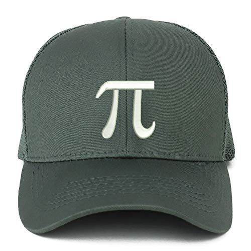 Trendy Apparel Shop XXL PI Day Symbol Embroidered Structured Trucker Mesh Cap