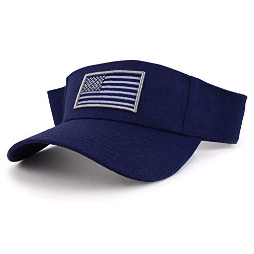 Trendy Apparel Shop USA American Flag Embroidered Polyester Summer Visor Hat