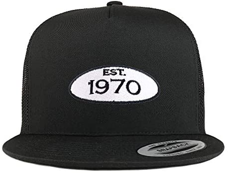 Trendy Apparel Shop Established 1970 Patch 50th Birthday 5 Panel Mesh Back Cap
