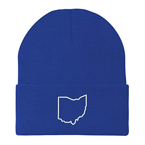 Trendy Apparel Shop Ohio State Outline Embroidered Winter Long Cuff Beanie