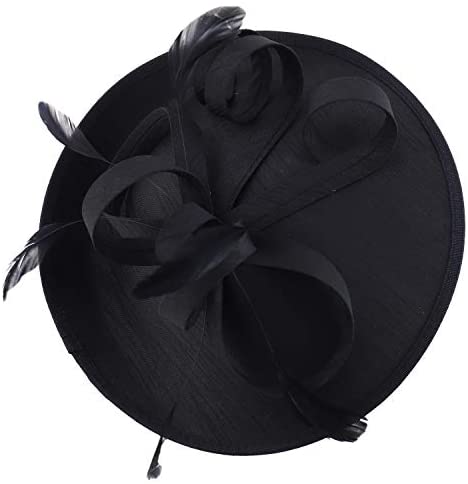 Trendy Apparel Shop Ladies Satin Fascinator with Feathers and Loop Bands
