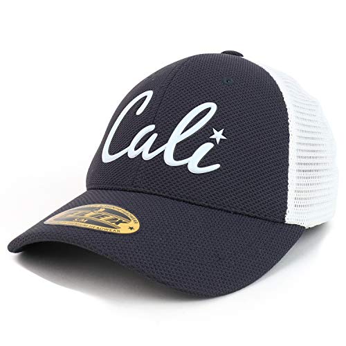 Trendy Apparel Shop Cali with Star Stretch Fitted Trucker Mesh Cap