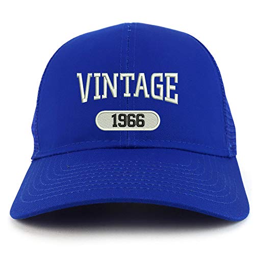 Trendy Apparel Shop Vintage 1966 Embroidered 55th Birthday High Profile High Profile Trucker Mesh Cap