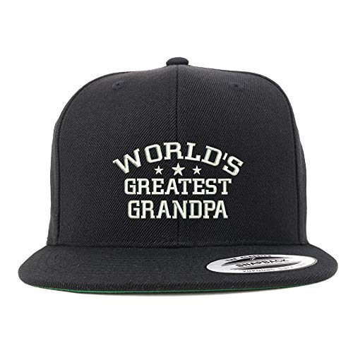 Trendy Apparel Shop Flexfit World's Greatest Grandpa Embroidered Structured Flatbill Snapback Cap