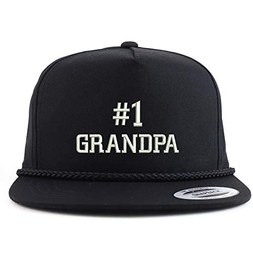 Trendy Apparel Shop Number 1 Grandpa Embroidered 5 Panel Flatbill Braid Snapback Golf Cap