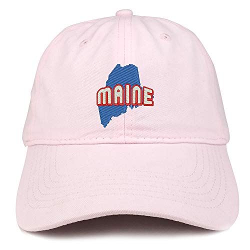 Trendy Apparel Shop Maine Map Embroidered Soft Crown 100% Brushed Cotton Cap