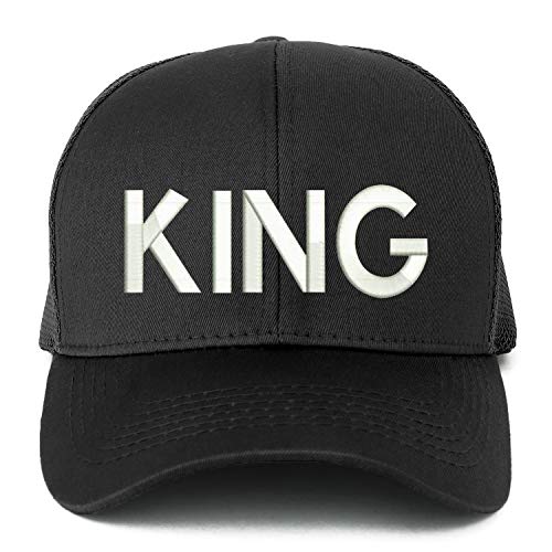 Trendy Apparel Shop XXL King Embroidered Structured Trucker Mesh Cap