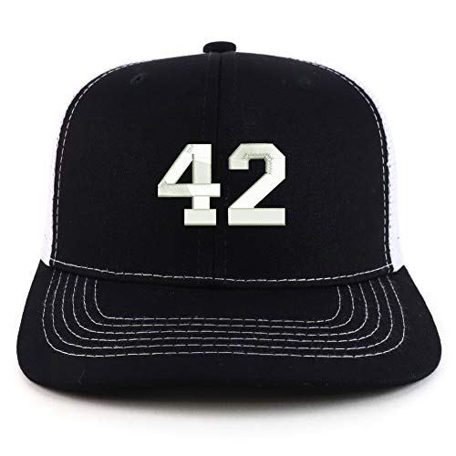 Trendy Apparel Shop Number 42 Collegiate Varsity Two Tone Trucker Baseball Cap