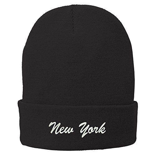 Trendy Apparel Shop New York Embroidered Winter Folded Long Beanie