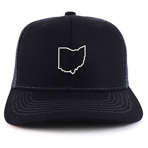 Trendy Apparel Shop Ohio State Outline Two Tone Mesh Back Trucker Baseball Cap