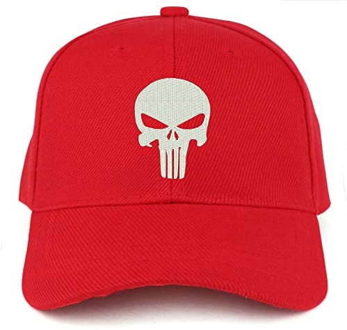 Trendy Apparel Shop Punisher Skull Embroidered Youth Size Kids Structured Baseball Cap - RED
