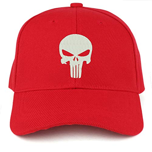 Trendy Apparel Shop Punisher Skull Embroidered Youth Size Kids Structured Baseball Cap - RED