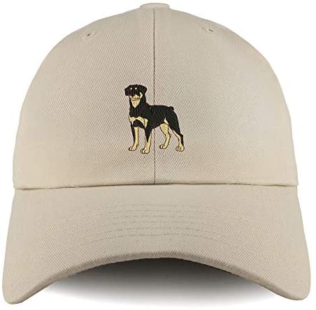 Trendy Apparel Shop Rottweiler Dog Embroidered Low Profile Soft Cotton Dad Hat Cap